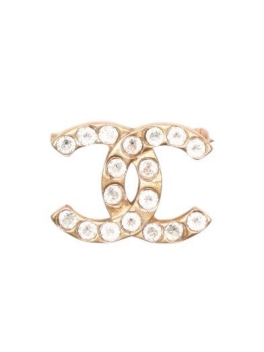 Chanel Vintage CC Logo Brooch 00 Metal Rhinestone Gold
